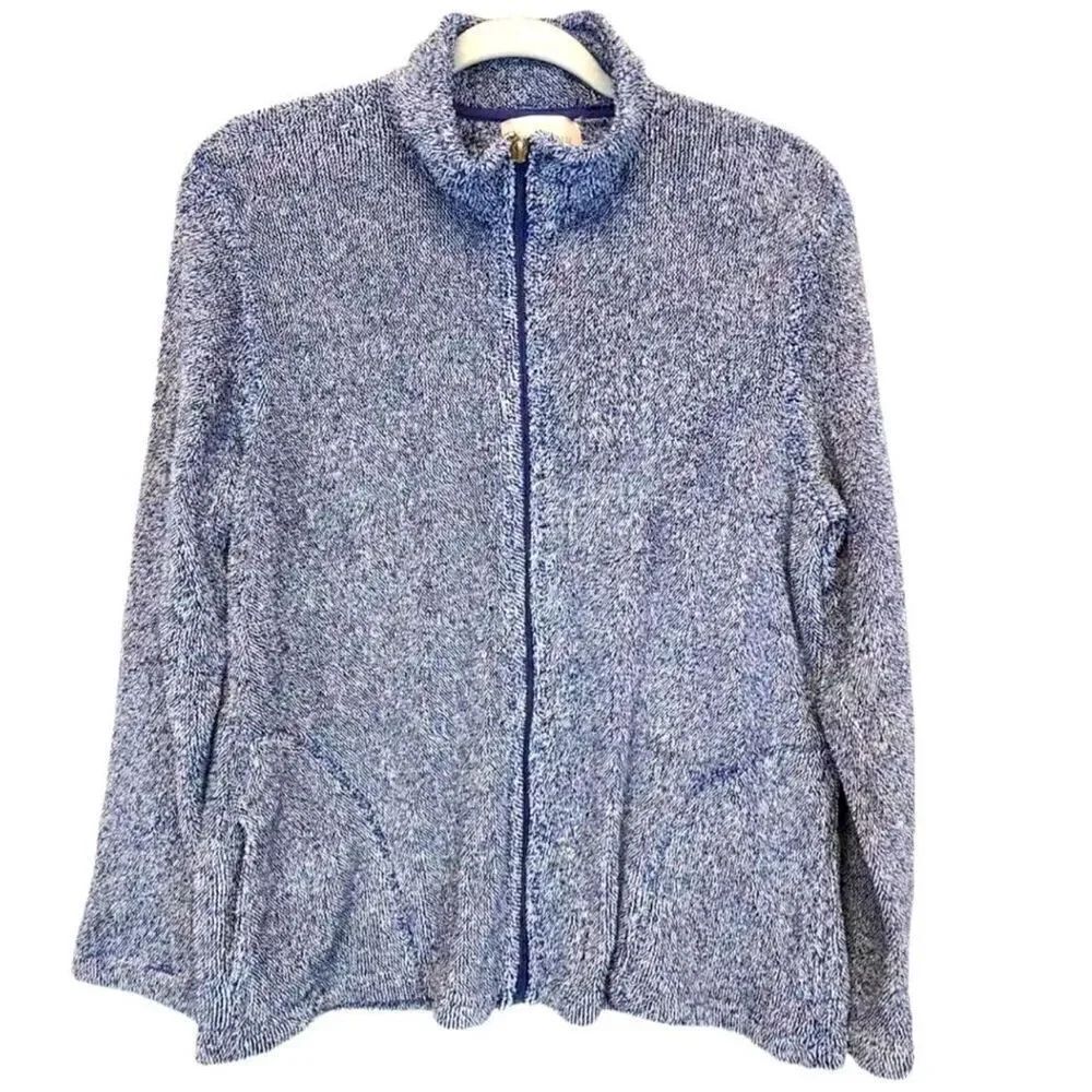 Stan Herman size M Full zip blue fleece jacket